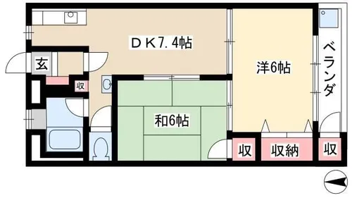 OS・SKYマンション中小田井【505号室】の間取り
