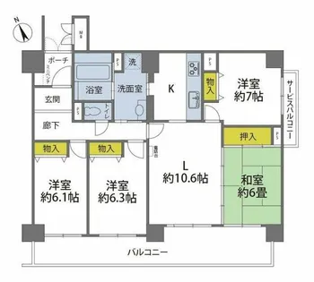 リバライン井高野二号棟【5階】の間取り