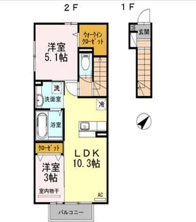 クラポンテMⅡ【203号室】の間取り