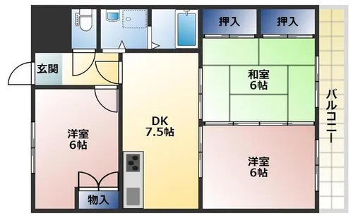 ニューサンリバー小倉【2階】の間取り