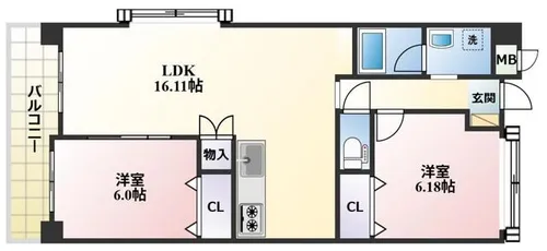 グラシューズ・エール【403号室】の間取り