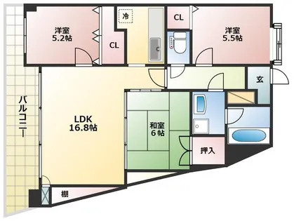 ニューガイア四季彩の丘 C棟【704号室】の間取り