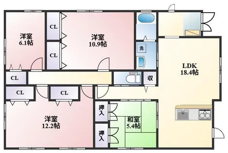 福岡県京都郡苅田町与原2丁目【一戸建】の間取り