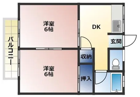 カーサ湯川【206号室】の間取り