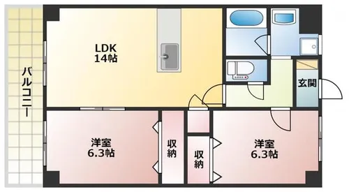 ニューガイア上石田【102号室】の間取り