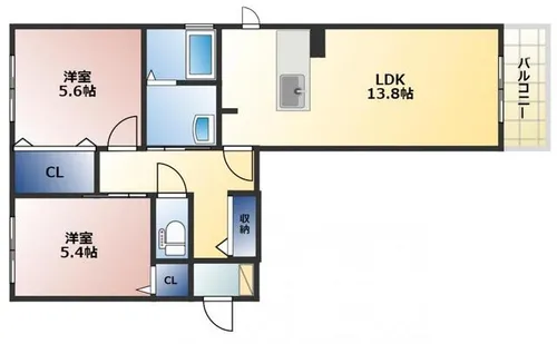 エスポワールKMⅡB棟【201号室】の間取り