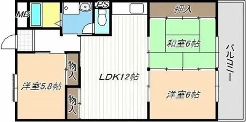 第5グランドハイツ服部【0303号室】の間取り