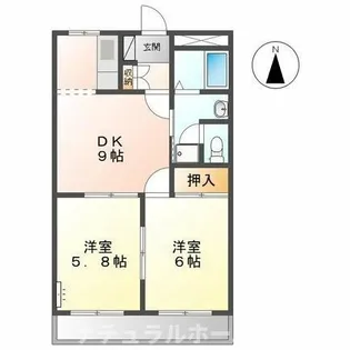 パーシモン大崎【202号室】の間取り