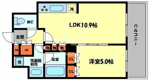クレヴィアタワー御堂筋本町【7階】の間取り