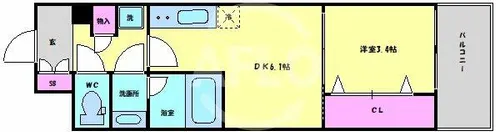 ドゥーエ天満橋【3階】の間取り