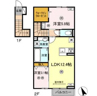 D-ROOM上葛原【203号室】の間取り