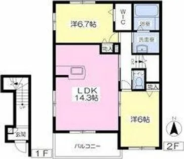 エール・ゲート北棟【201号室】の間取り