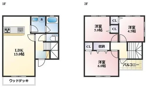 福岡県北九州市小倉南区守恒2丁目【テラスハウス】の間取り