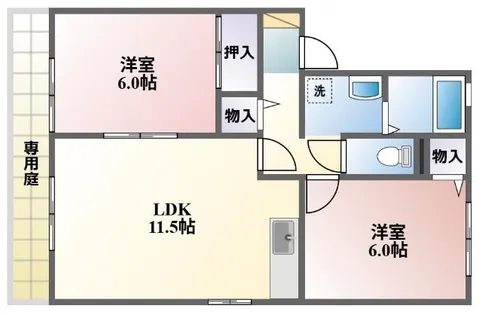 セジュール蜷田弐番館【102号室】の間取り