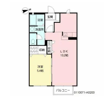 グランディール愛Ⅲ A棟【203号室】の間取り