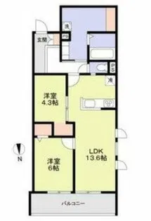 フォレストメゾンオリーブ南巽【2階】の間取り