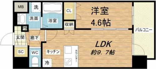 プレサンス四天王寺前夕陽ヶ丘【4階】の間取り