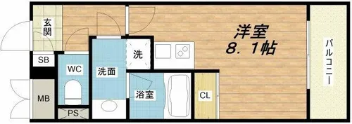 アスヴェル心斎橋東Ⅱ【4階】の間取り