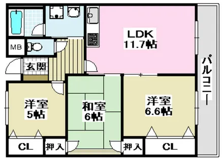 ヴェルテ茨木【3階】の間取り