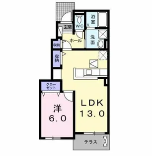 ペシェ ロッソⅡ【102号室】の間取り