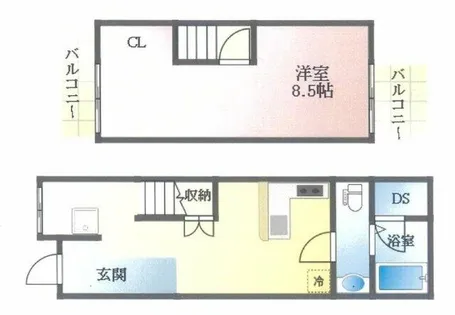 大阪府松原市東新町5丁目【テラスハウス】の間取り