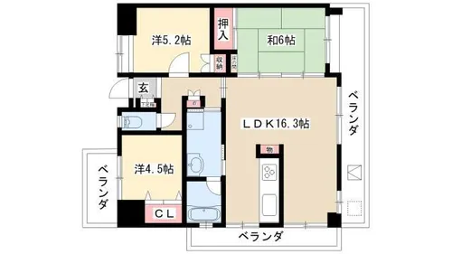 イーストサイド山の手【7階】の間取り
