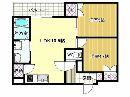 クリエオーレ田辺【2階】の間取り