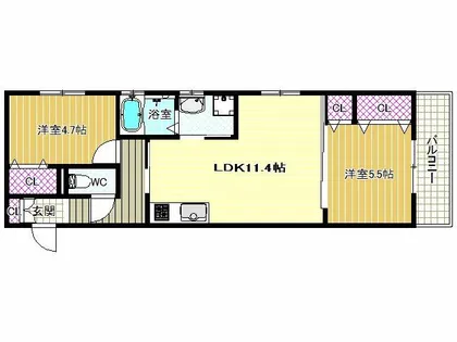 クリエオーレ田辺【2階】の間取り