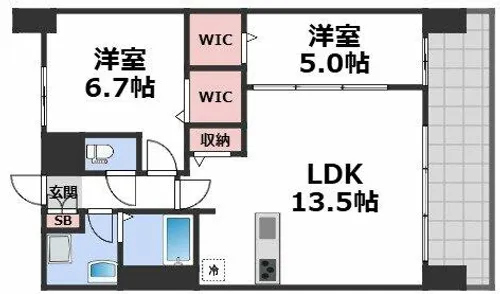 ディエスベアティ久宝寺口【2階】の間取り