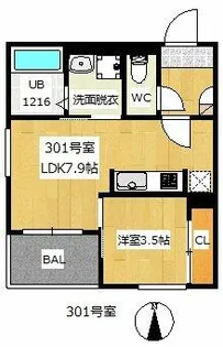 REGALEST サンメゾン四ノ宮【301号室】の間取り