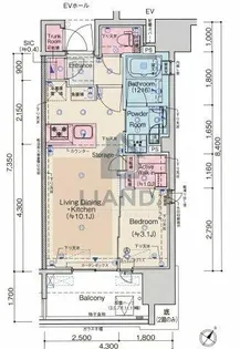 デュオヴェール薬院【14F号室】の間取り