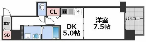 プレサンス堺筋本町駅前【7階】の間取り
