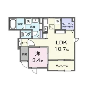 カーサフィオーレ一番館【1階】の間取り