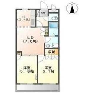 2LDKの間取り画像