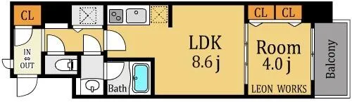 スプランディッド淀屋橋DUE【13階】の間取り