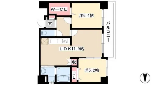プライムコート【605号室】の間取り