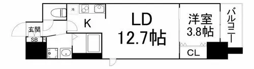 ラクラス堺筋本町【8階】の間取り