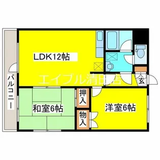 平岡パレスⅡ世【208号室】の間取り