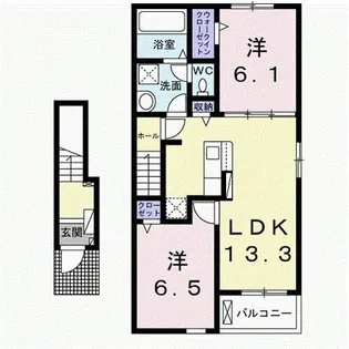 カーサ セレノ【205号室】の間取り