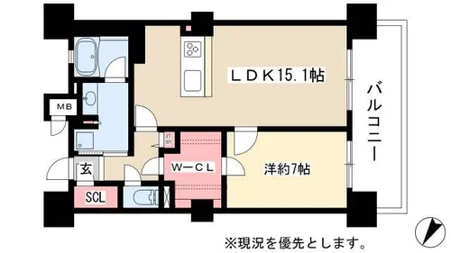 ロイヤルパークスERささしま【19階】の間取り