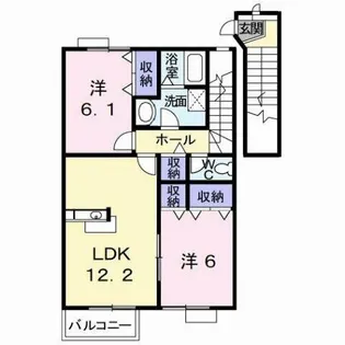 エスポワールハイム D【202号室】の間取り