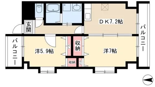 グランピア亀島【6階】の間取り