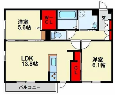 福岡県北九州市八幡西区東鳴水2丁目【アパート】の間取り