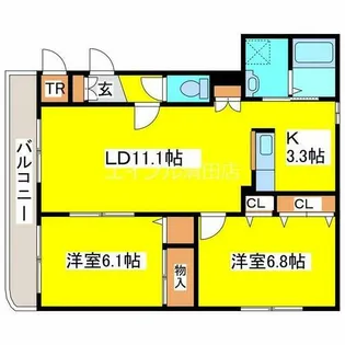 第26大光ハイツ【2階】の間取り