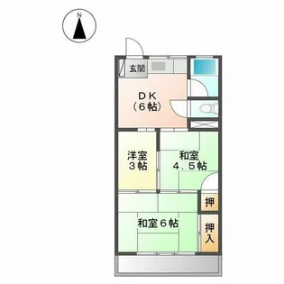 黒川籏ビル【3B号室】の間取り