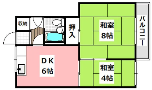 西ハイツ【201号室】の間取り