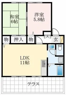 大阪府羽曳野市島泉6丁目【アパート】の間取り