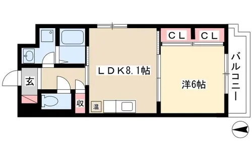 センチュリーパーク千年2番館【1001号室】の間取り