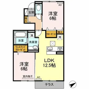 福岡県久留米市三潴町西牟田【アパート】の間取り