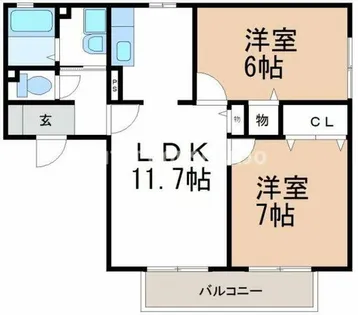スプリングファーム【101号室】の間取り